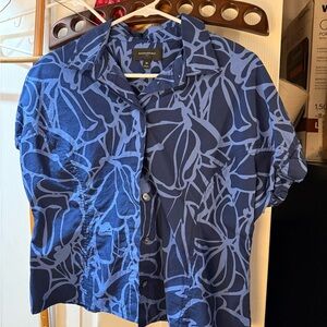 Banana Republic Navy and Light Blue Abstract Women’s Shirt